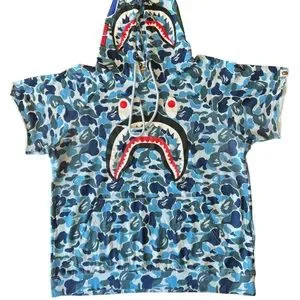 Bape Shirts Bathing Ape Bape Abc Blue Camo Short Sleeve Hoodie